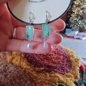 Elegant Green and Silver Drop Earrings